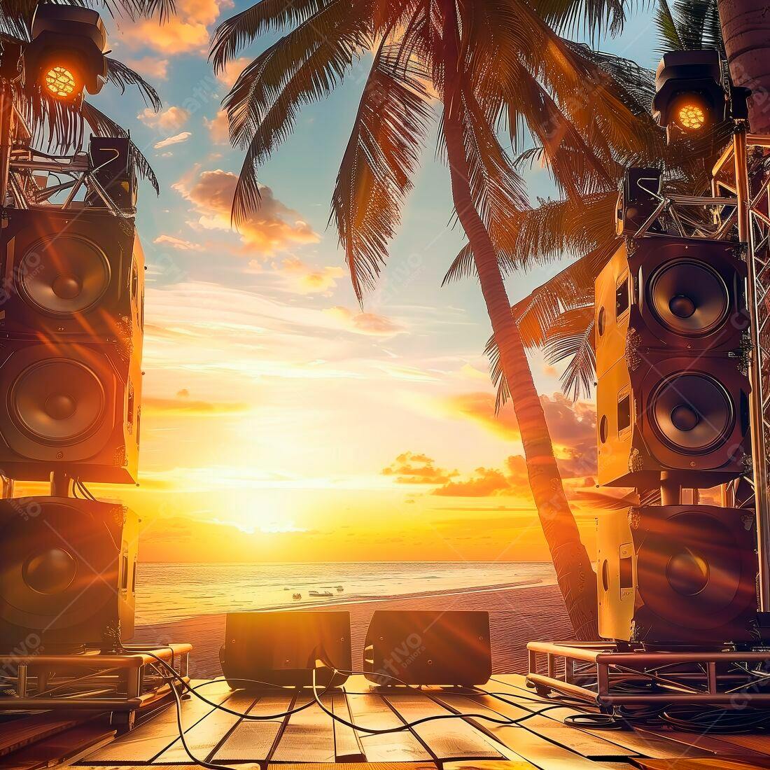 Som ao pôr do sol tropical na praia
