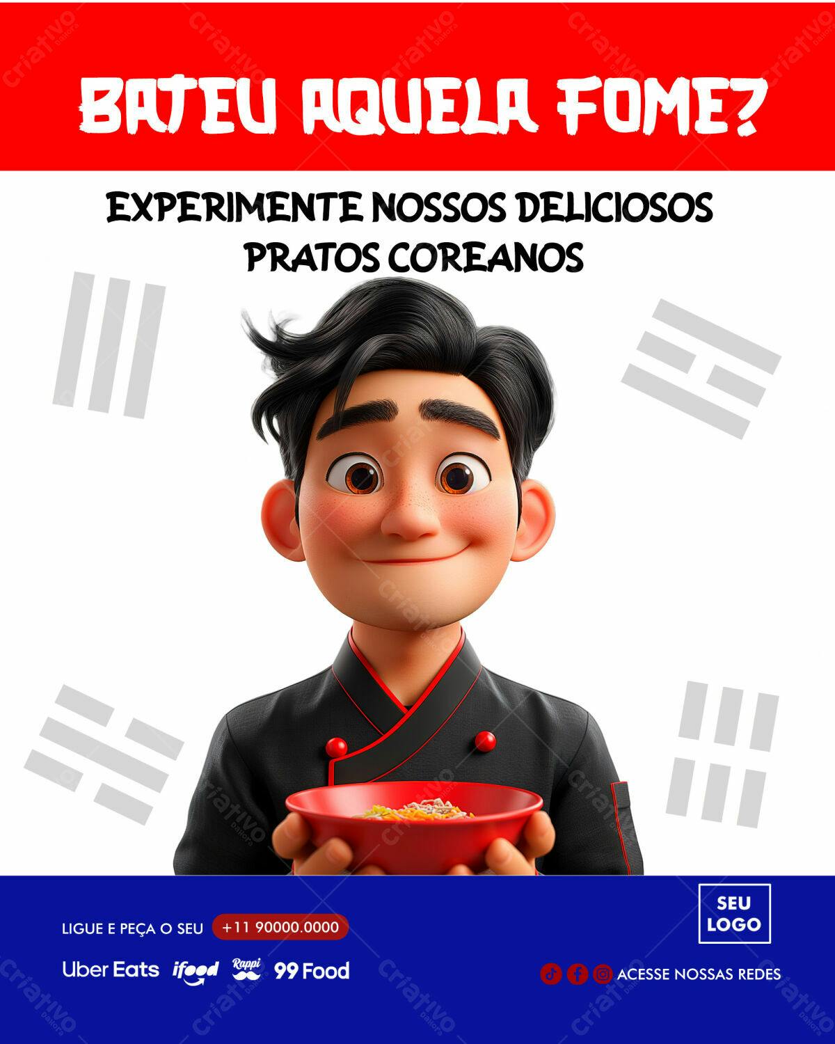 Postagem Redes Sociais Comida Coreana PSD Editável