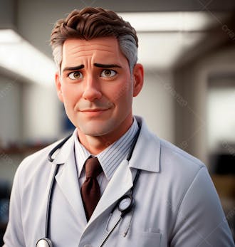 Cartoon de um médico usando jaleco 1