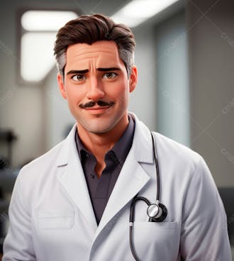 Cartoon de um médico usando jaleco 4