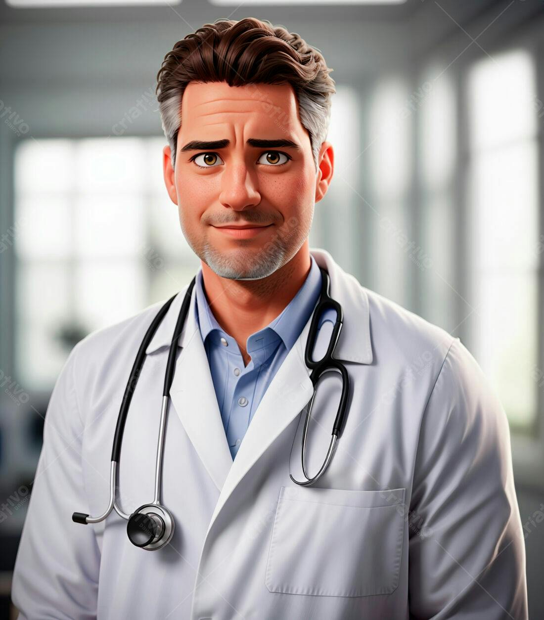 Médico sorridente com jaleco branco