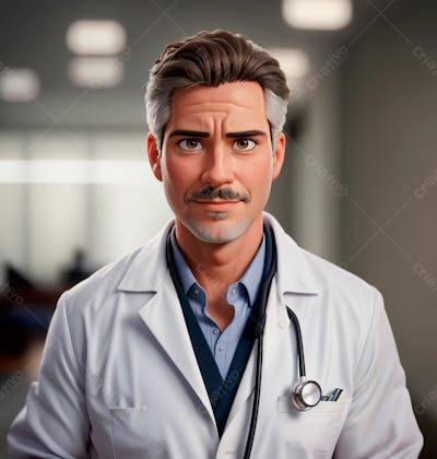 Cartoon De Um Médico Usando Jaleco 6