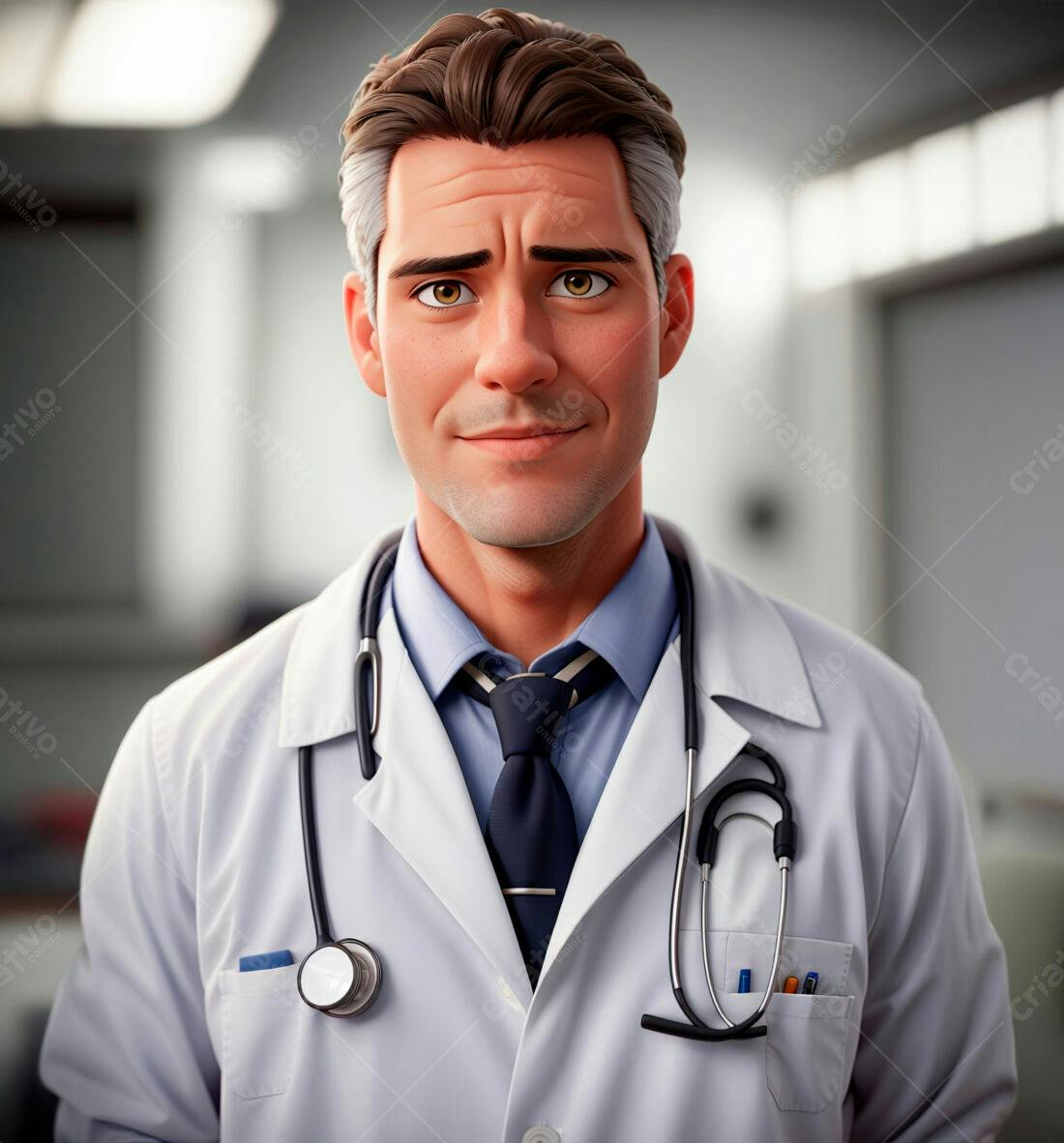 Médico sorridente com jaleco branco