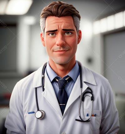 Cartoon De Um Médico Usando Jaleco 7