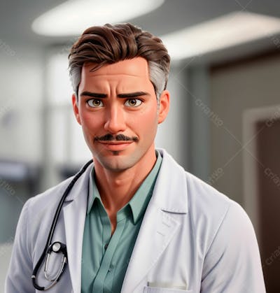 Cartoon De Um Médico Usando Jaleco 8