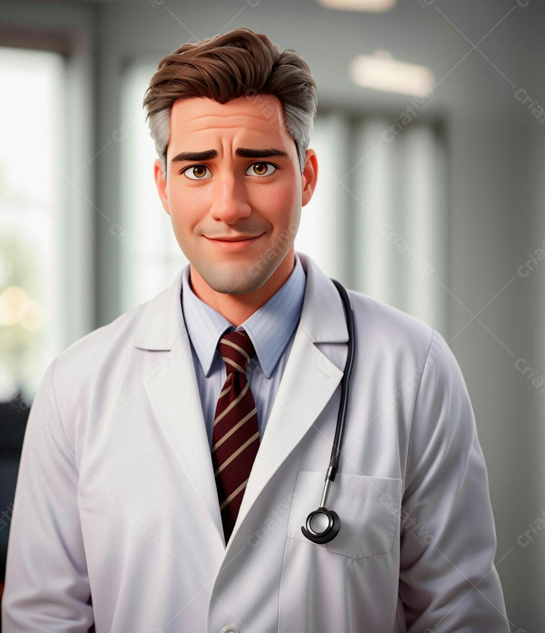 Médico sorridente com jaleco branco