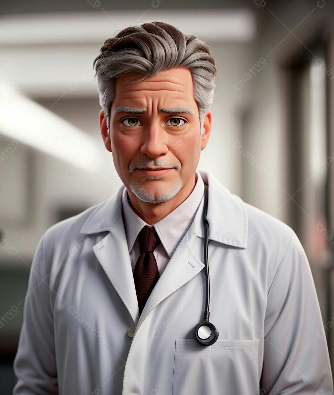 Médico de meia idade com jaleco branco
