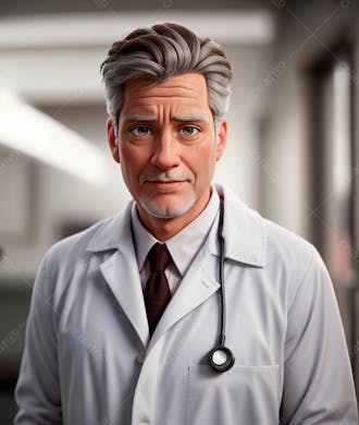 Cartoon de um médico usando jaleco 13