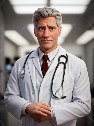 Cartoon De Um Médico Usando Jaleco 14