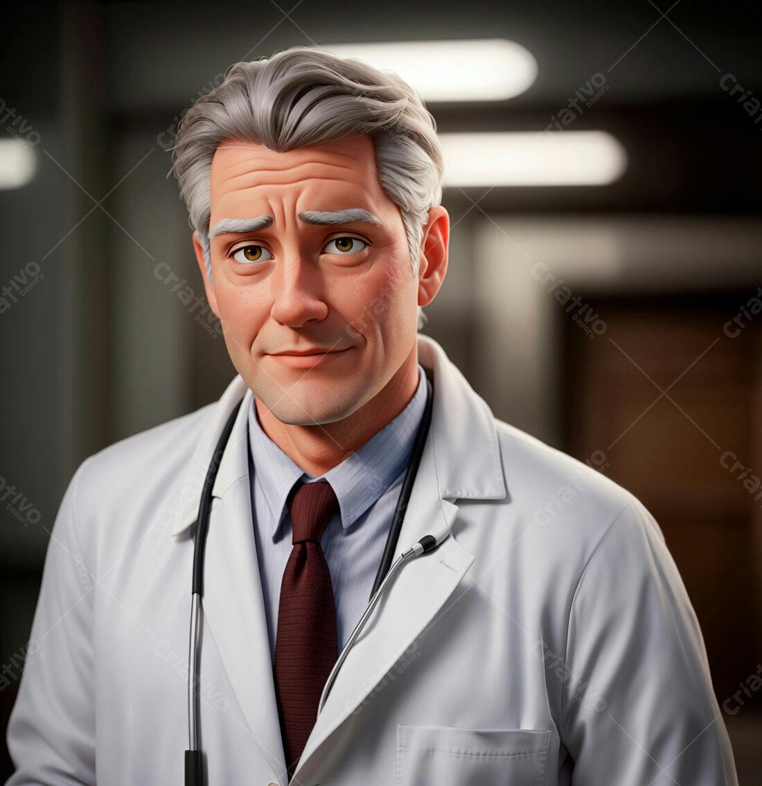 Médico com jaleco branco e sorriso gentil
