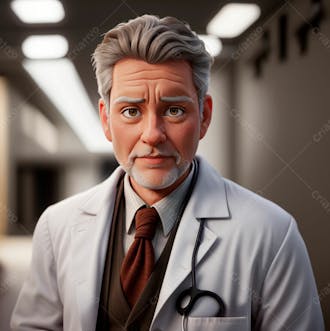 Cartoon de um médico usando jaleco 19