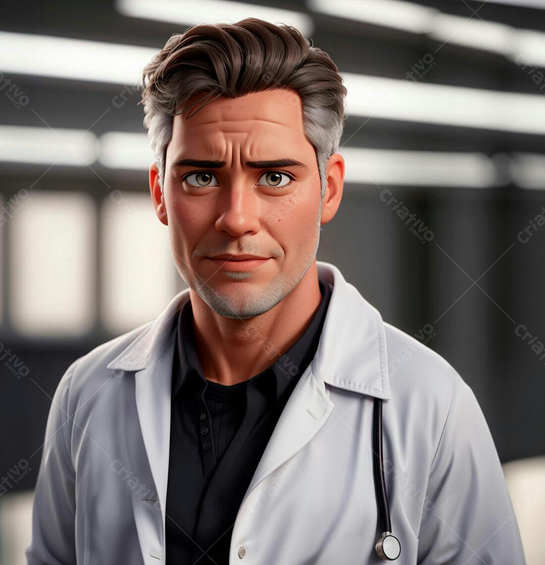 Médico homem sorrindo retrato 3D