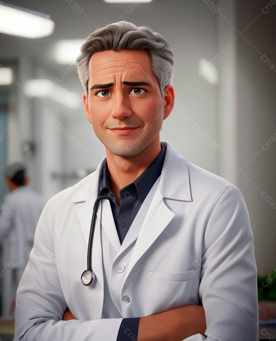 Médico sorridente com jaleco branco