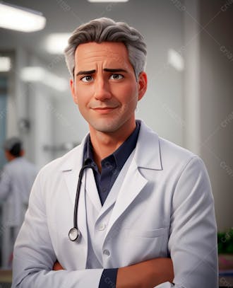 Cartoon de um médico usando jaleco 24