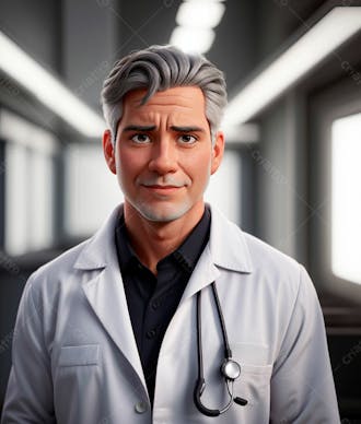 Cartoon de um médico usando jaleco 25