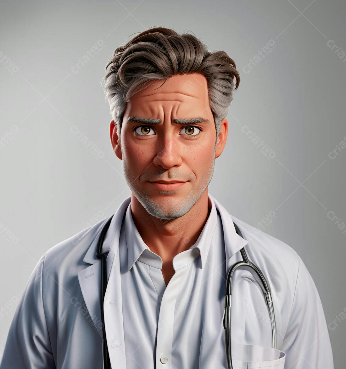 Médico Ilustrado Jovem com Jaleco
