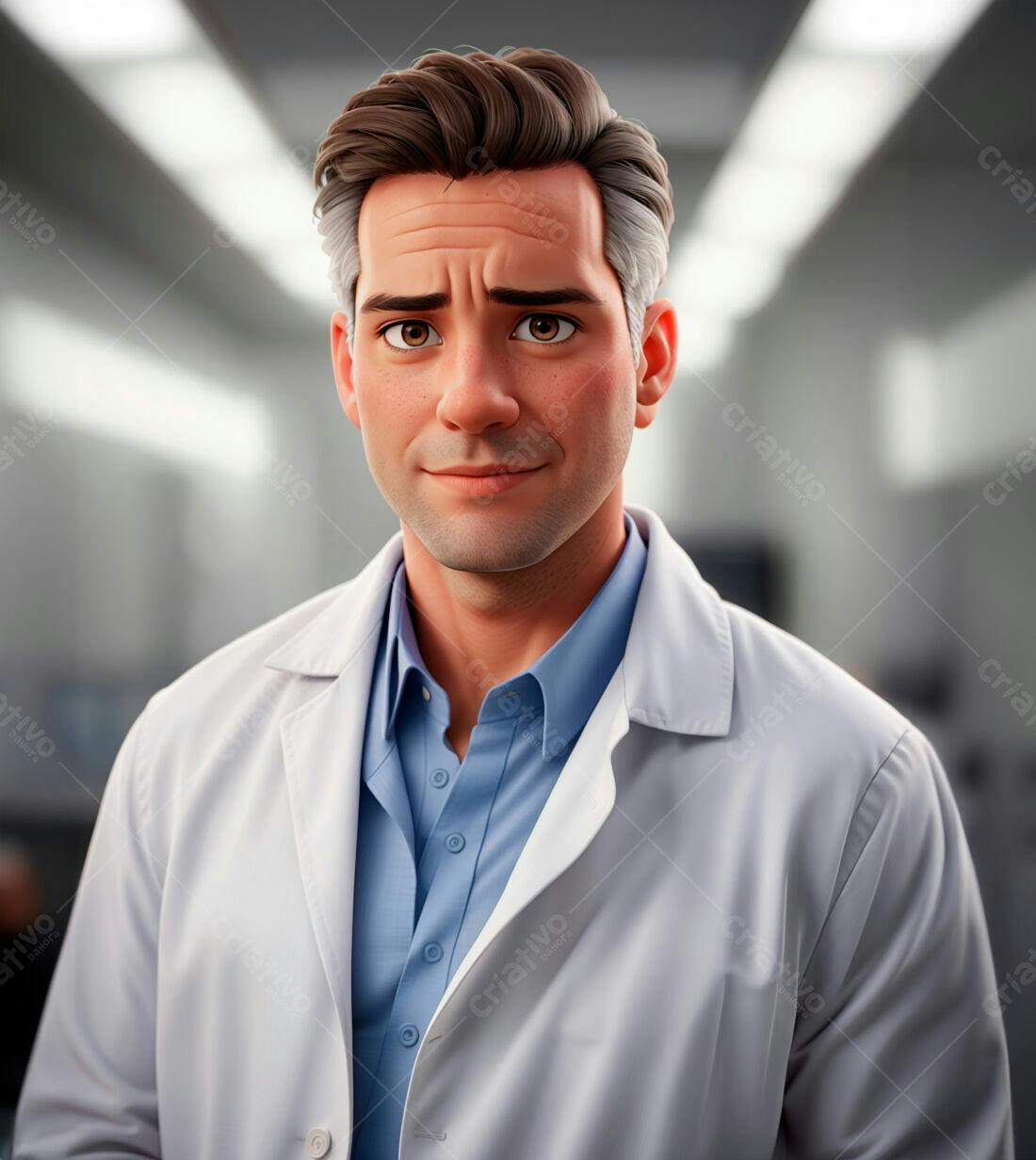 Ilustração Médico Sorridente Jaleco Branco