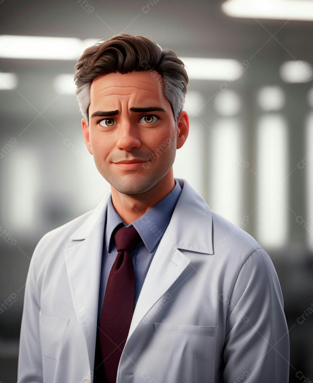 Médico sorridente retrato estilo cartoon