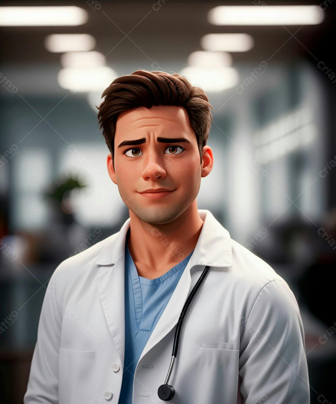 Médico jovem sorrindo em hospital