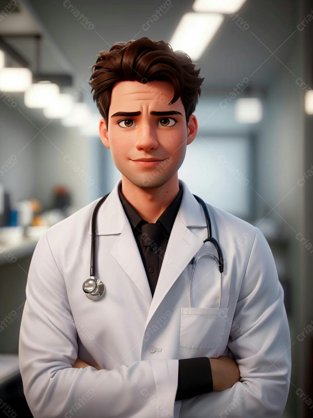 Médico jovem sorrindo retrato estúdio