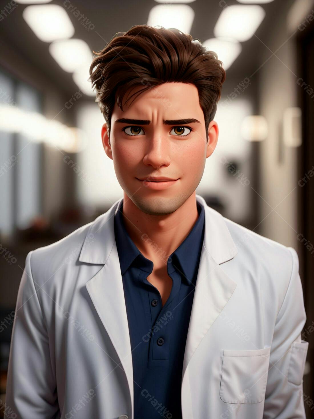 Médico jovem retrato em corredor