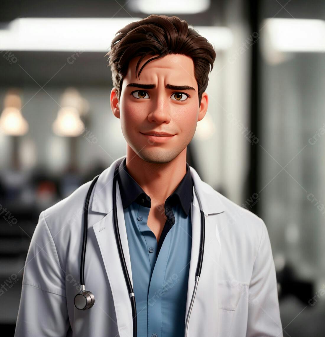 Médico animado sorrindo retrato