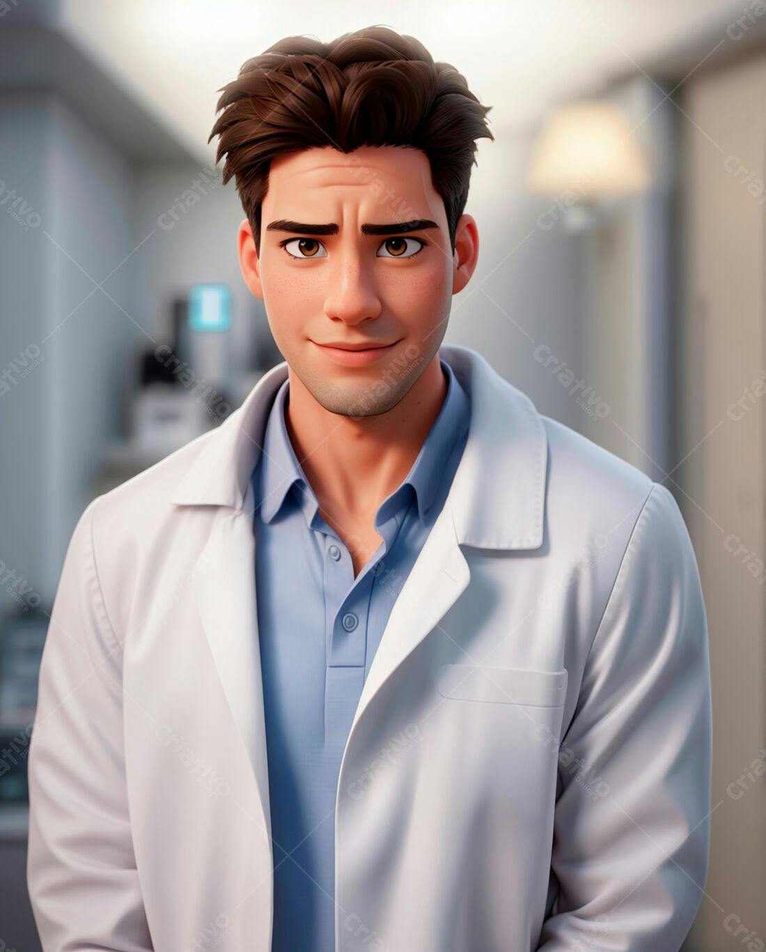 Médico sorridente em consultório médico