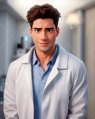 Cartoon de um médico usando jaleco 40