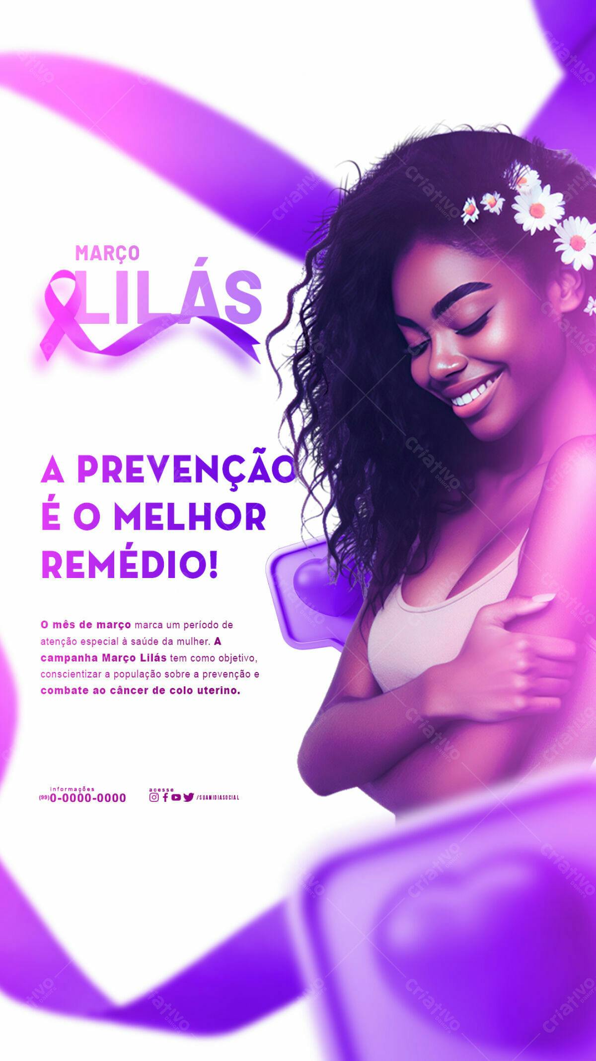 Flyer Março Lilás PSD Editável