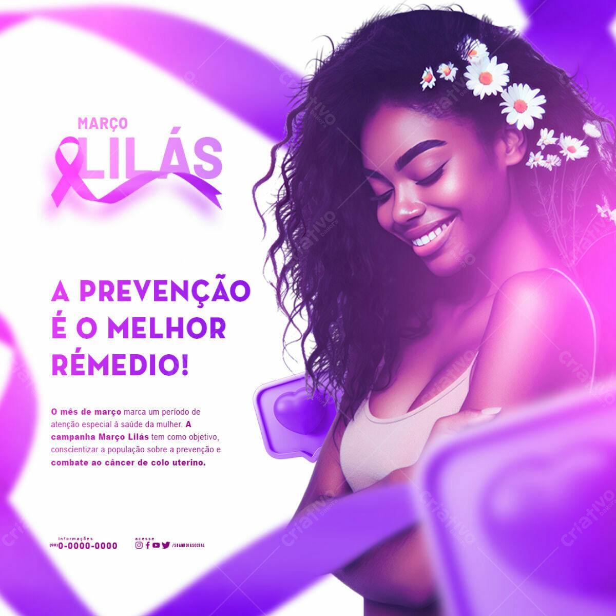 Post Março Lilás PSD Editável