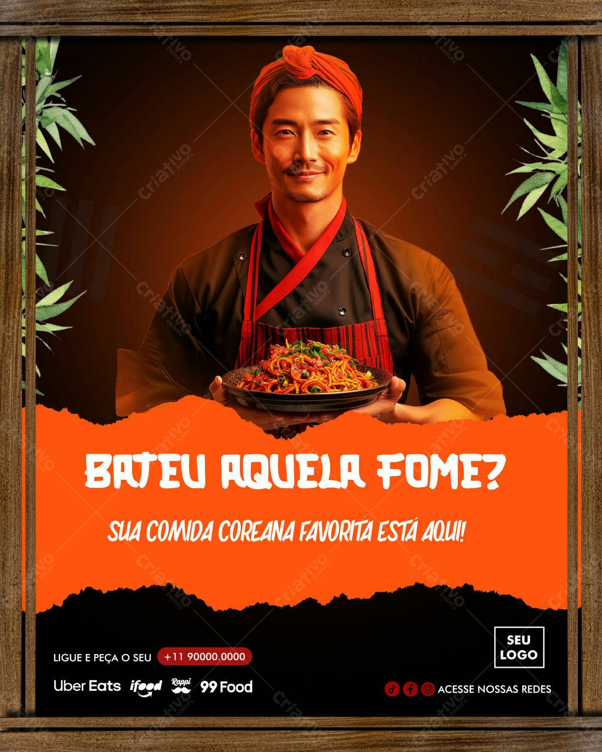 Flyer para Restaurante Coreano PSD Editável