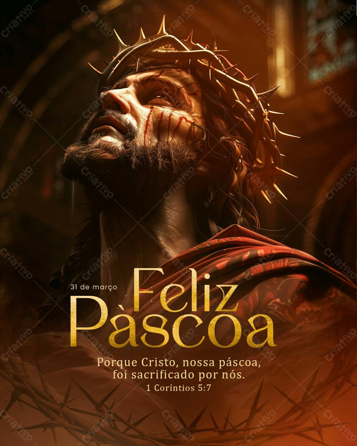 Flyer Páscoa Cristão PSD Editável