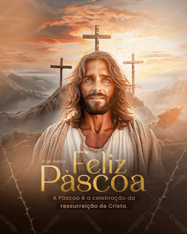 Páscoa jesus cristo está vivo social media