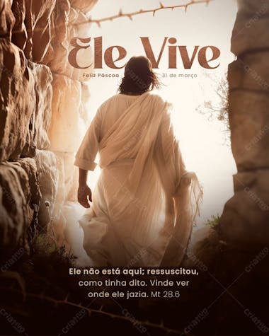 Páscoa jesus cristo está vivo social media