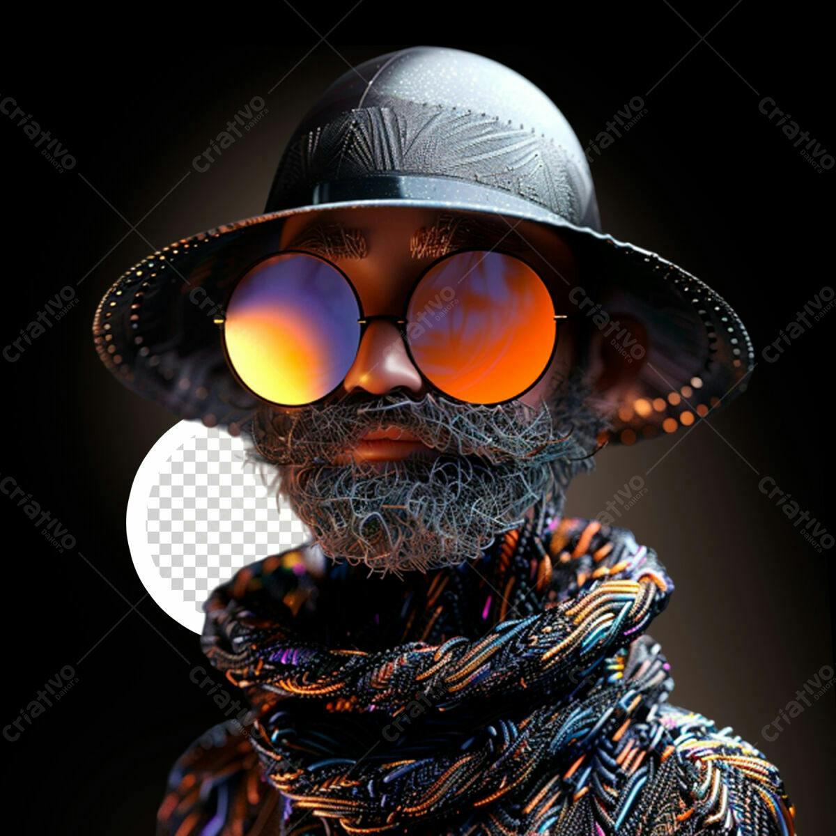 Avatar Moderno com Óculos e Chapéu PSD Editável