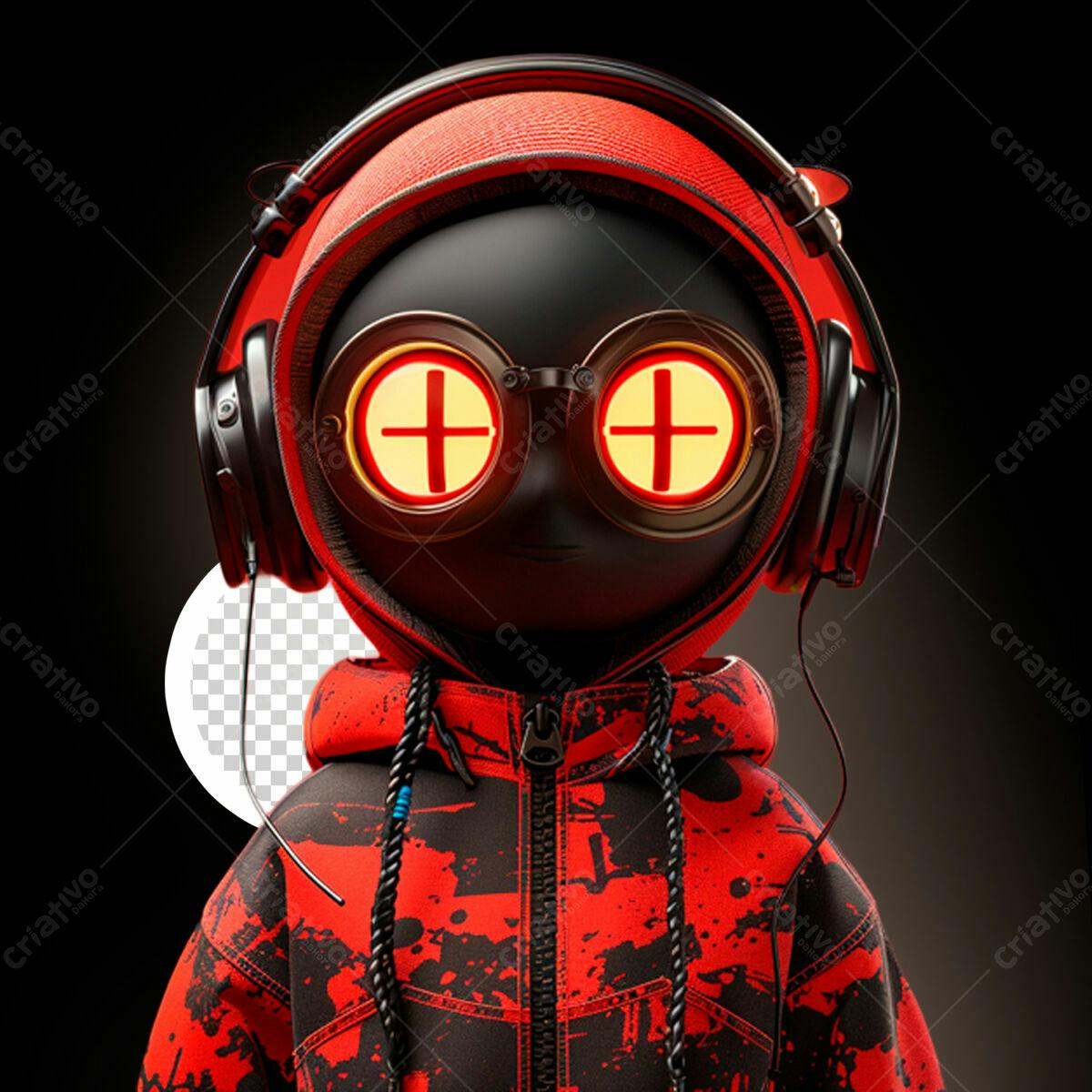 Avatar DJ Vermelho PSD Editável