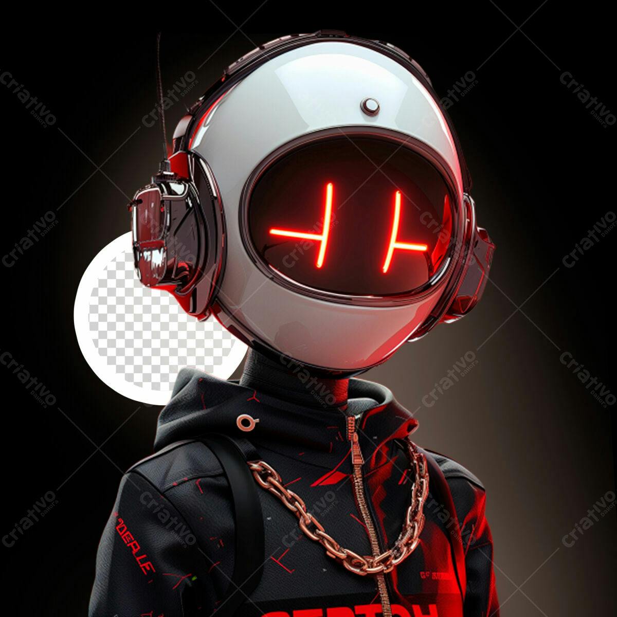 Mockup de Avatar Cyberpunk PSD Editável