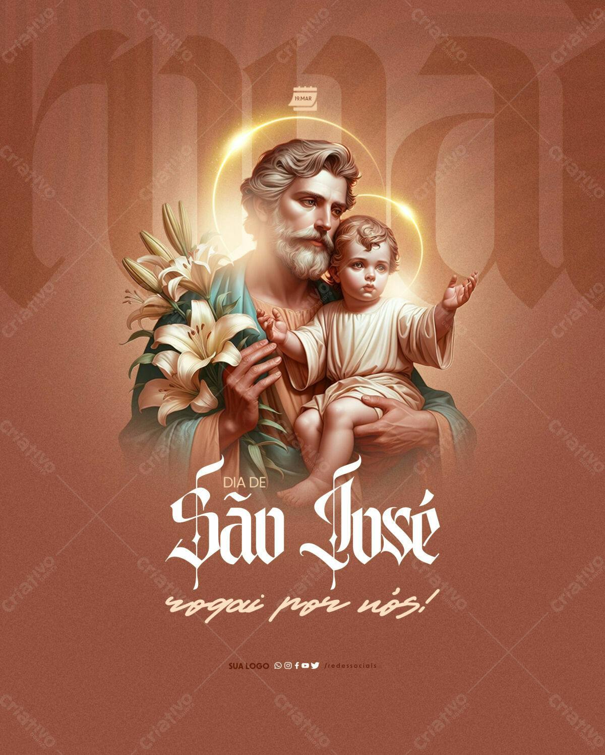 Post para o Dia de São José PSD Editável