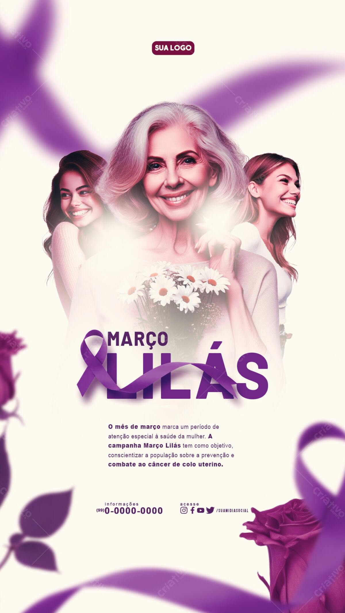 Flyer Março Lilás PSD Editável