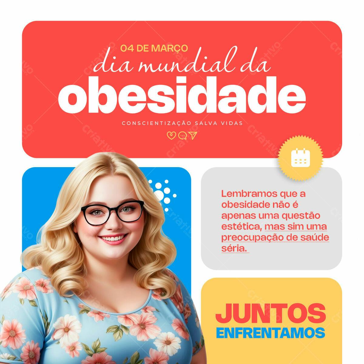 Flyer Dia Mundial da Obesidade PSD Editável