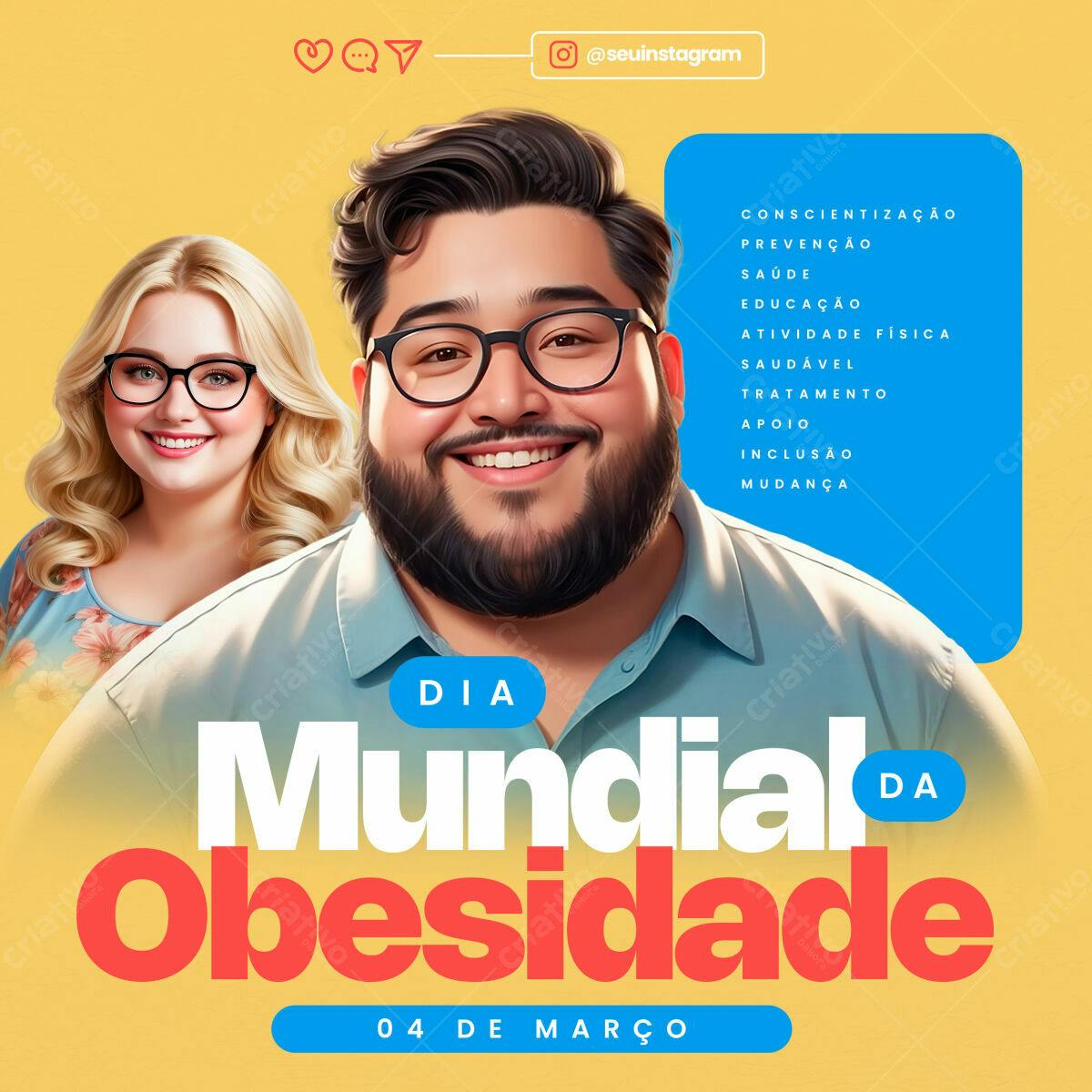 Flyer Dia Mundial da Obesidade PSD Editável