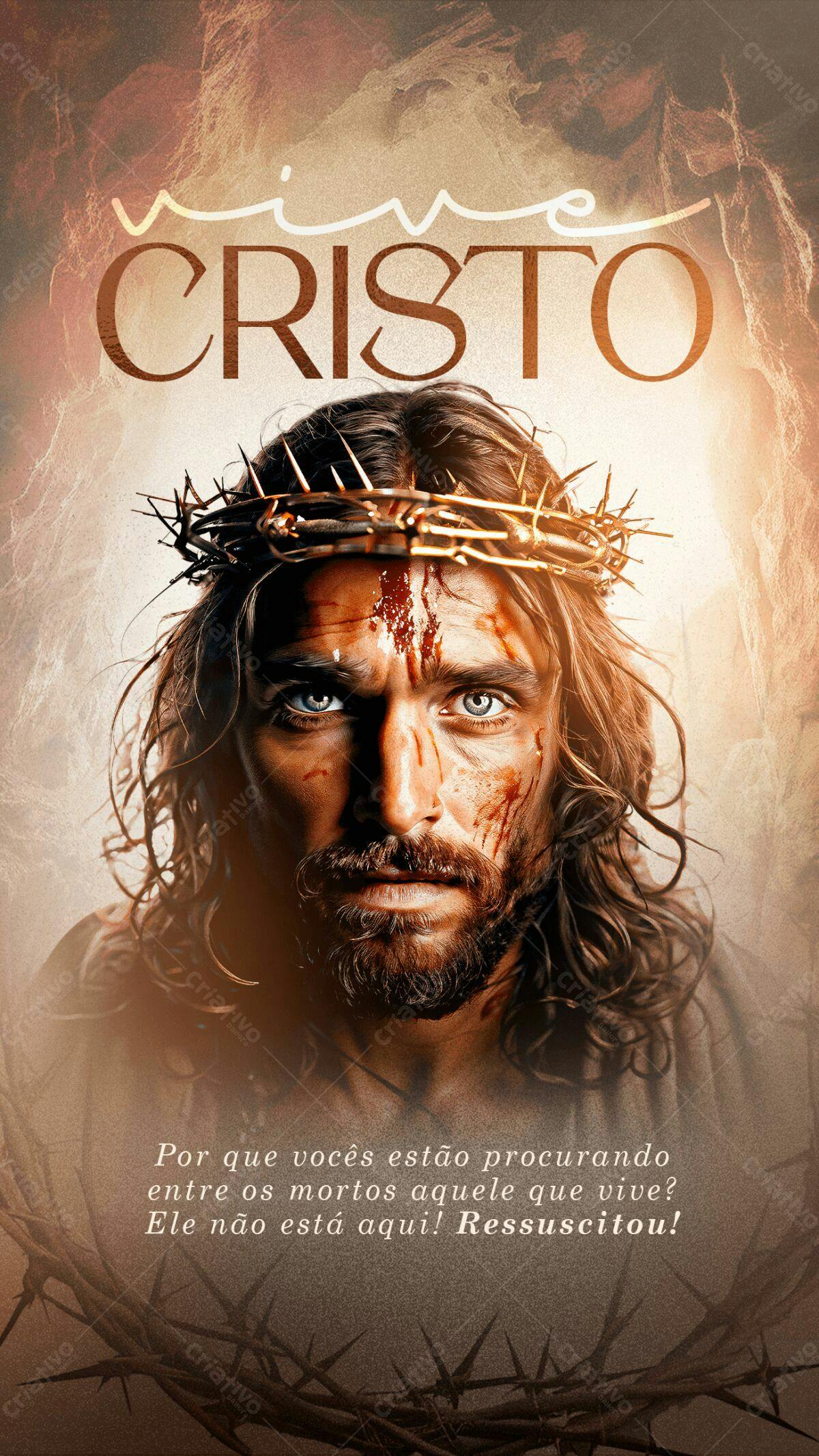 Poster Páscoa Cristo Ressuscitou PSD Editável