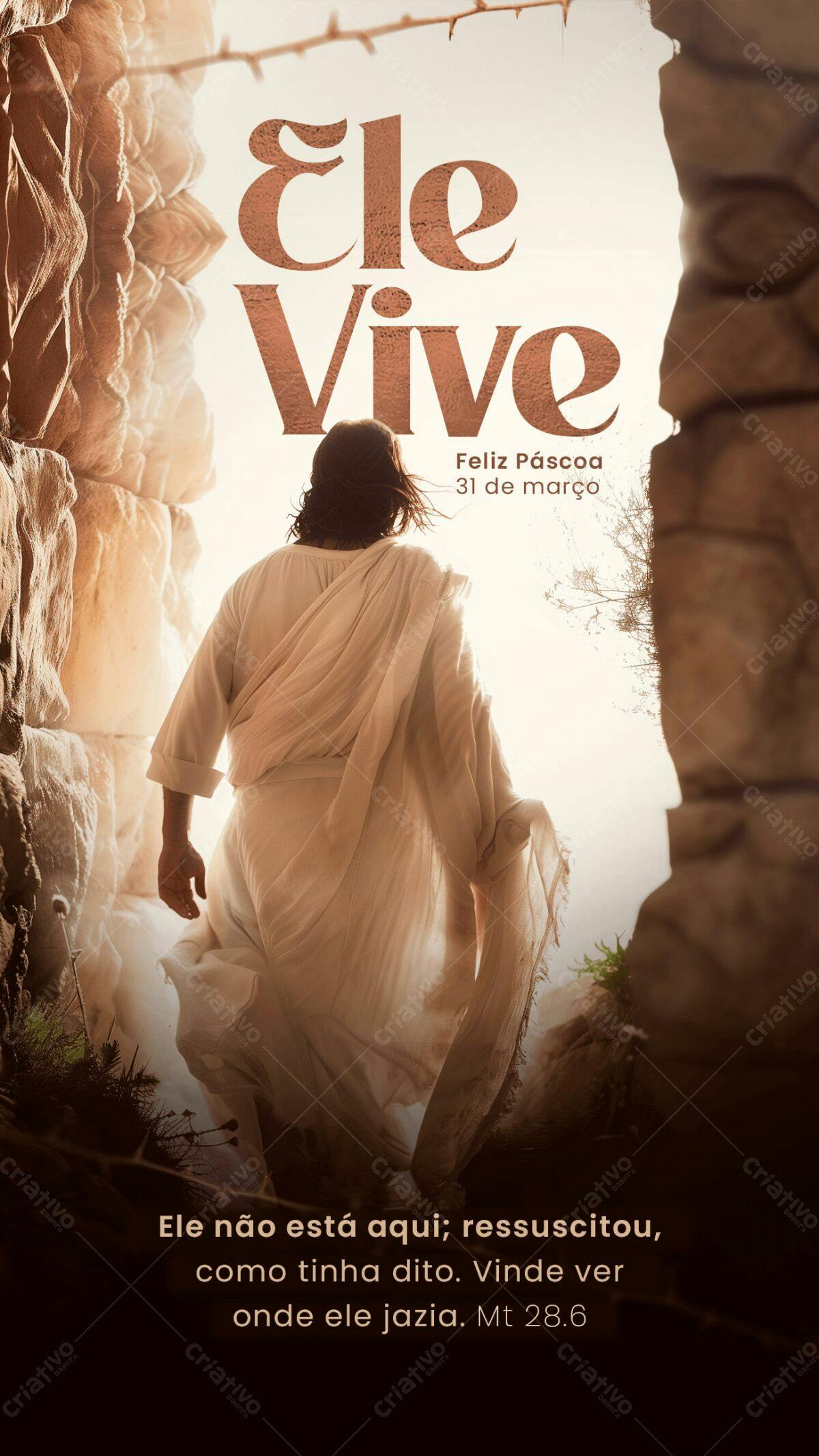 Flyer Páscoa Jesus Ressuscitou PSD Editável