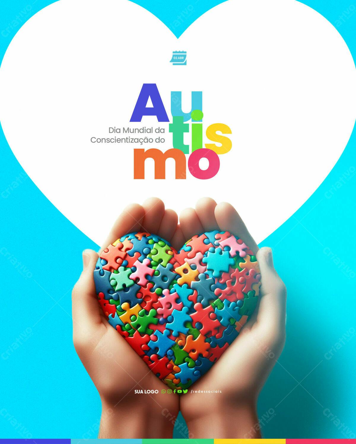 Flyer Dia Mundial do Autismo PSD Editável