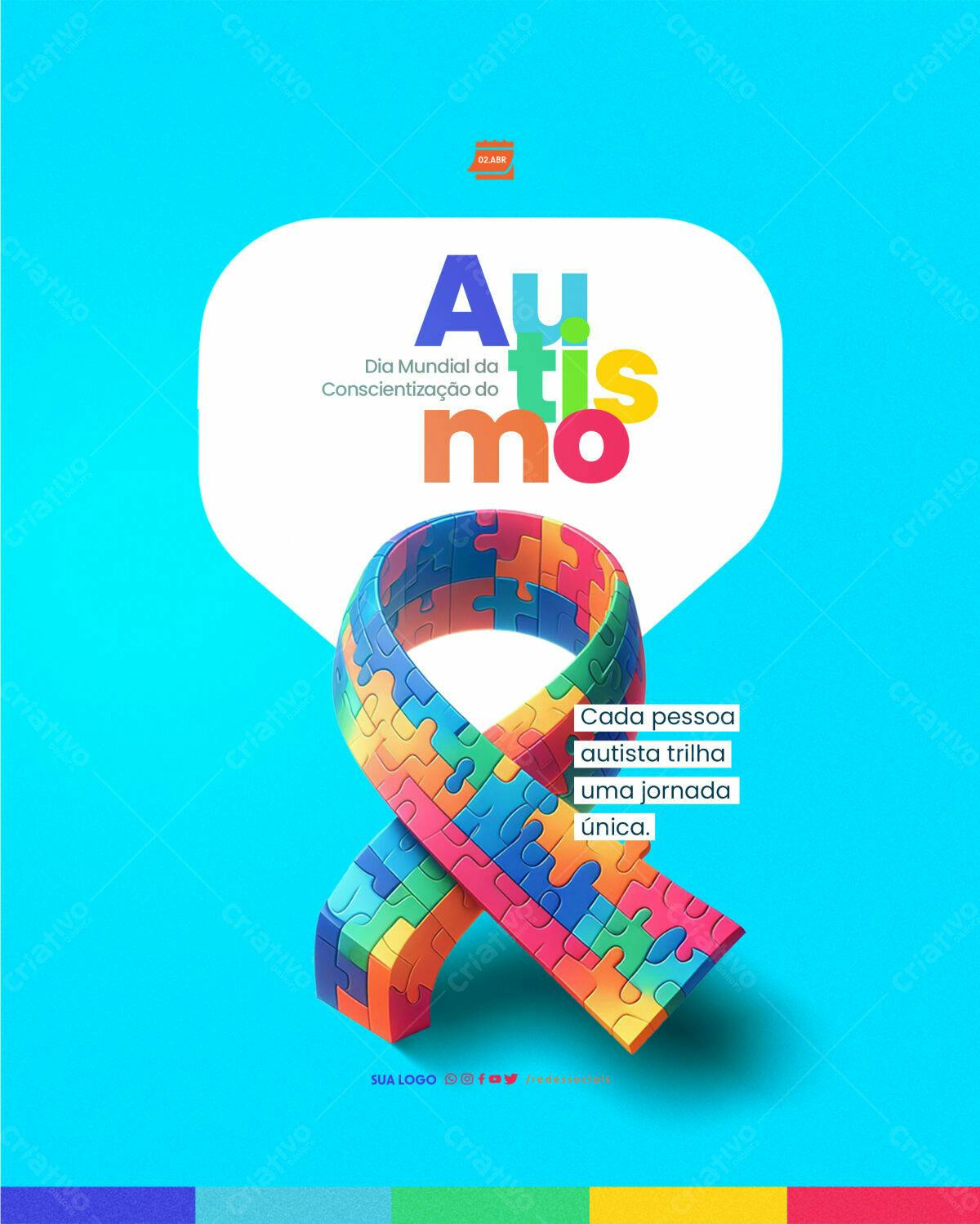 Flyer Dia Mundial do Autismo PSD Editável