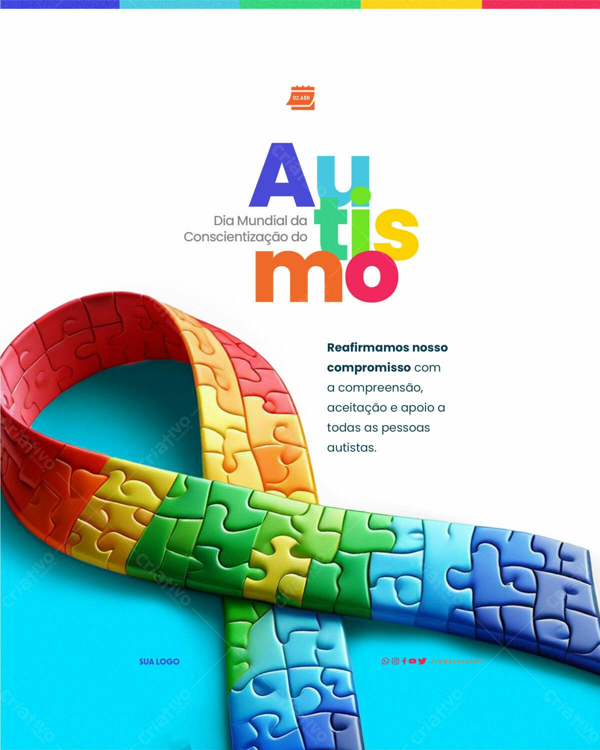 Flyer Dia Mundial Conscientização Autismo PSD Editável