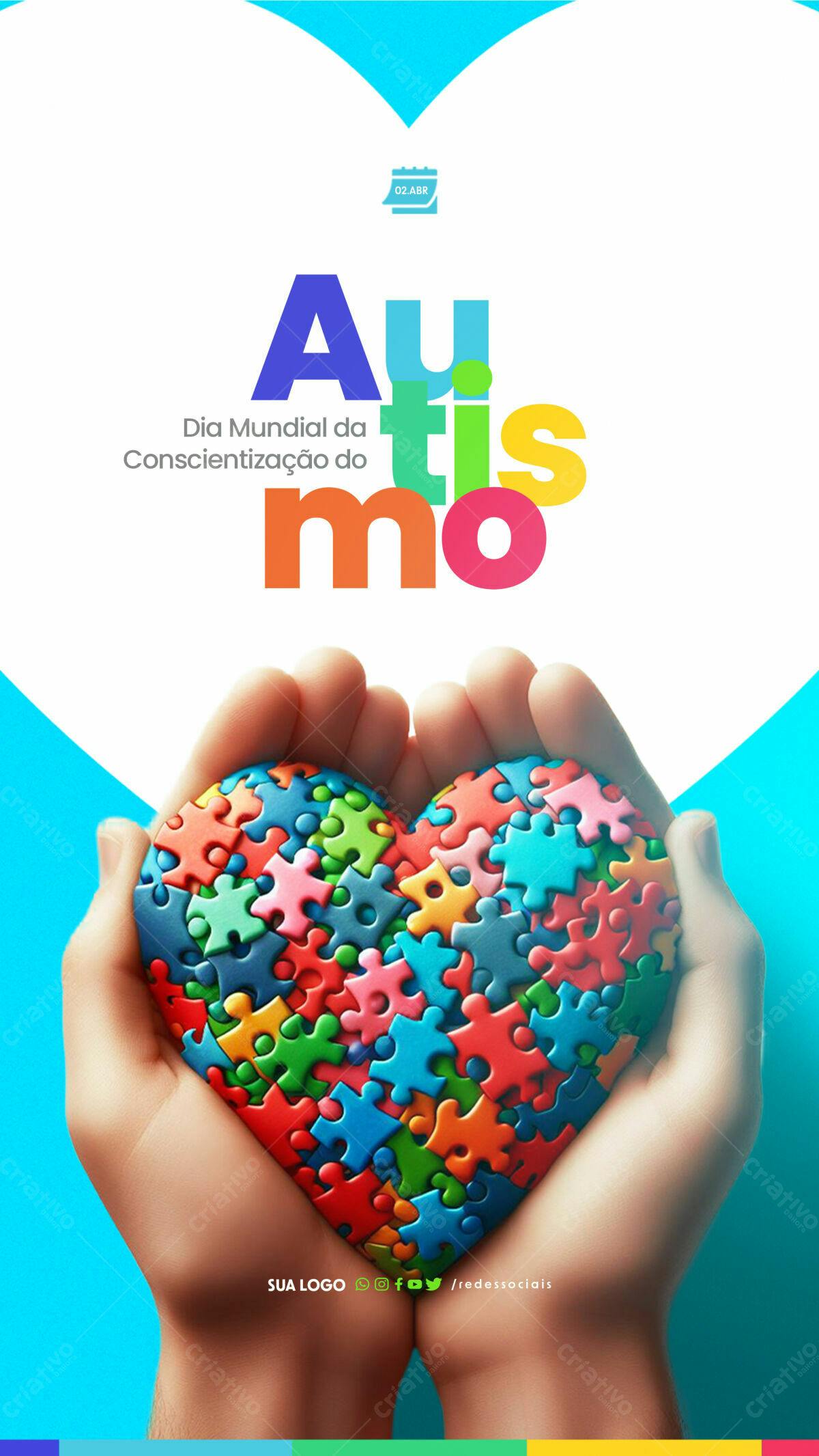 Flyer Dia Mundial do Autismo PSD Editável