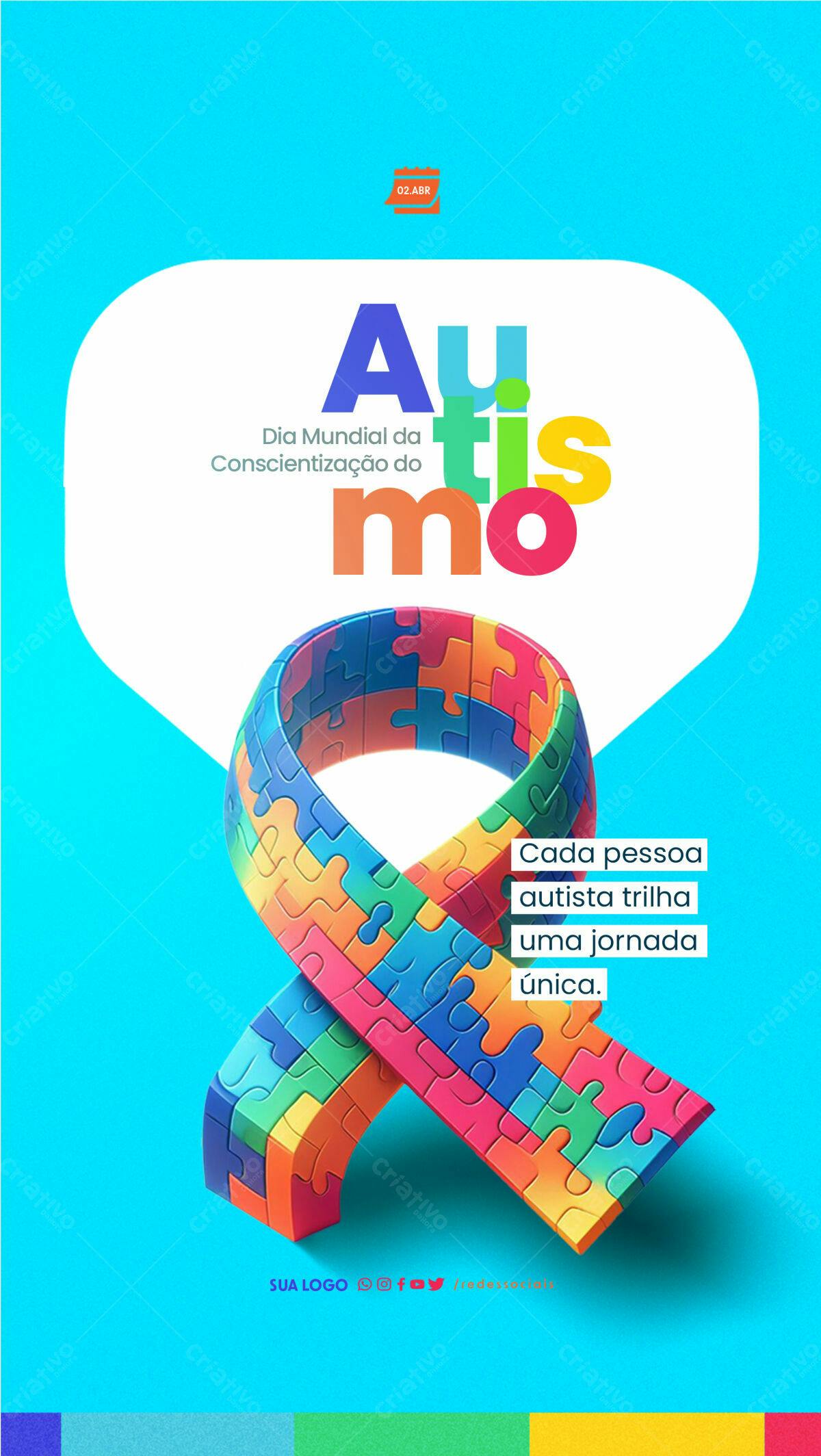 Flyer Dia Mundial do Autismo PSD Editável