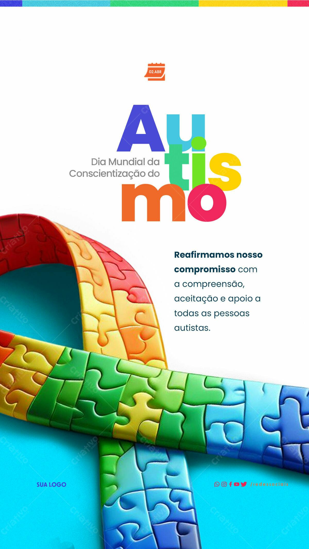 Flyer Dia Mundial do Autismo PSD Editável