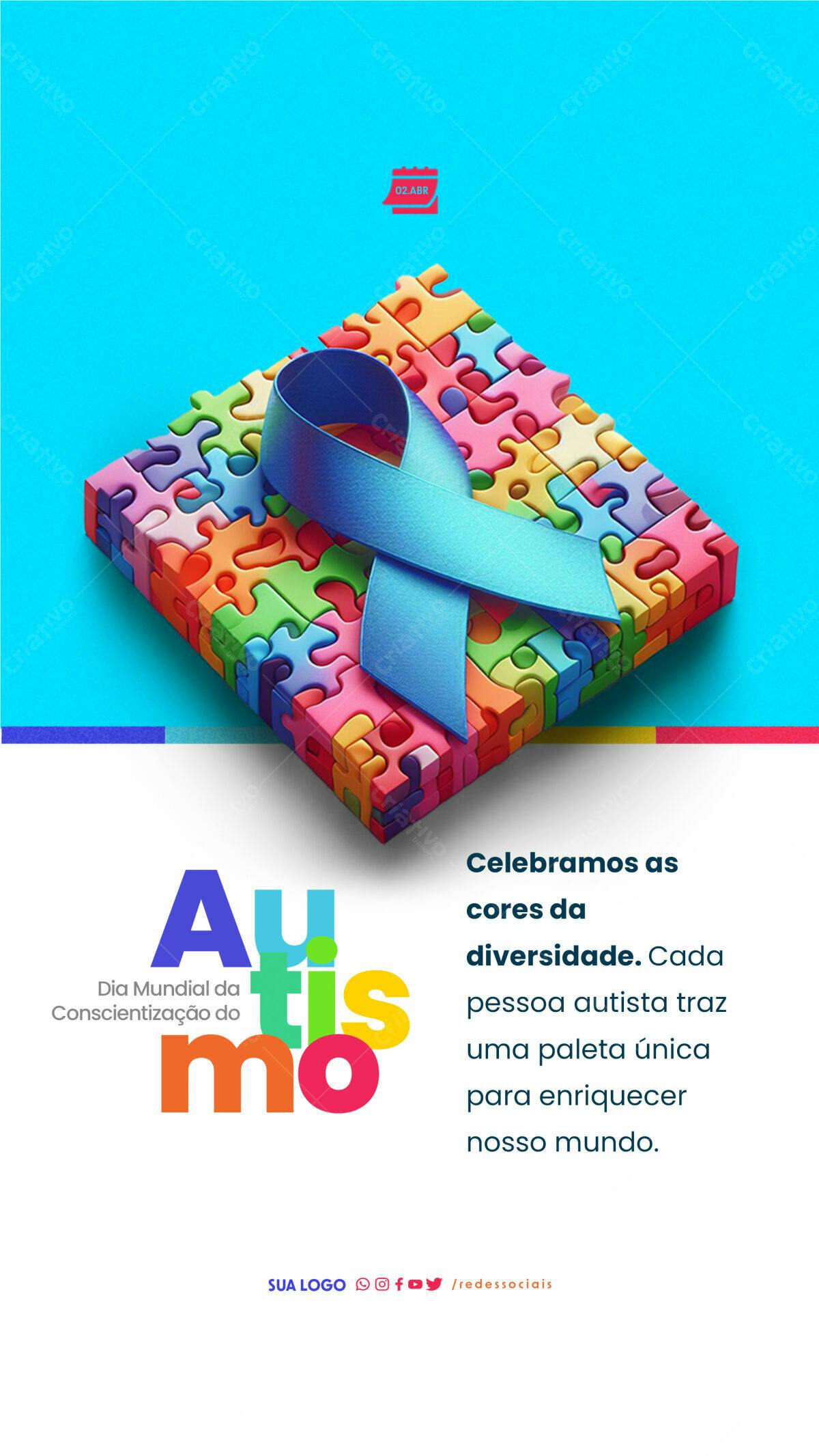 Flyer Dia Mundial do Autismo PSD Editável